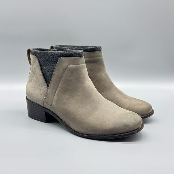 Vionic Boots Womens 8 Gray Brown Leather Joslyn Weather Resistant Ankle Booties - Picture 2 of 11